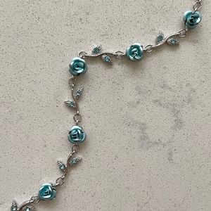 Delicate Icy Blue & Silver Rose Bracelet